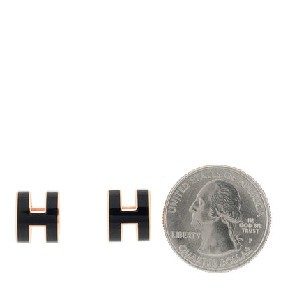 Hermes Rose Gold Lacquered Mini Pop H Earrings Black 2 of 5