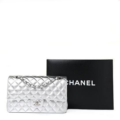 Chanel Metallic Lambskin Quilted Medium Double Flap Silver 15 of 15