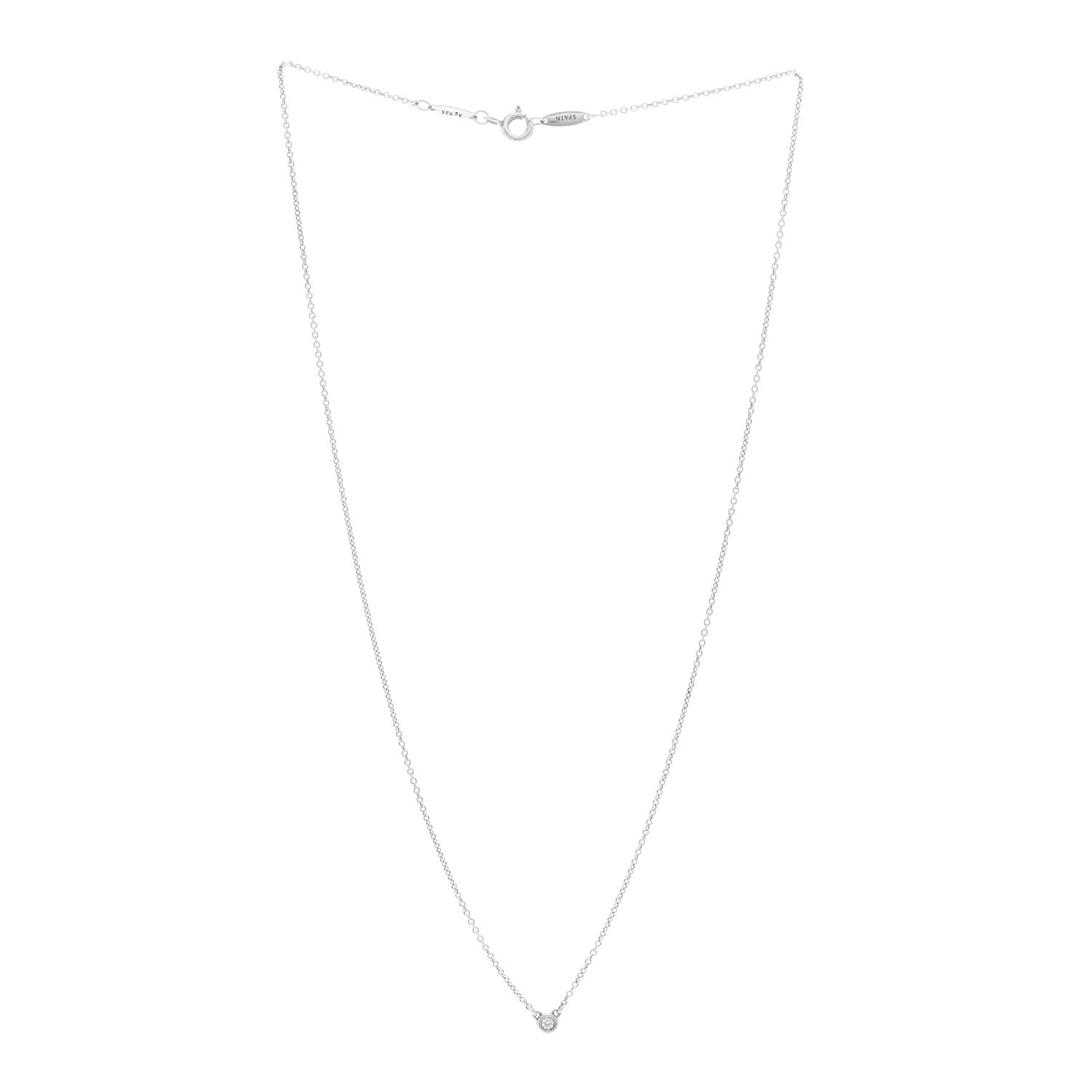 Tiffany Sterling Silver Diamond .03ct Elsa Peretti Diamonds by the Yard Pendant Necklace 3 of 4