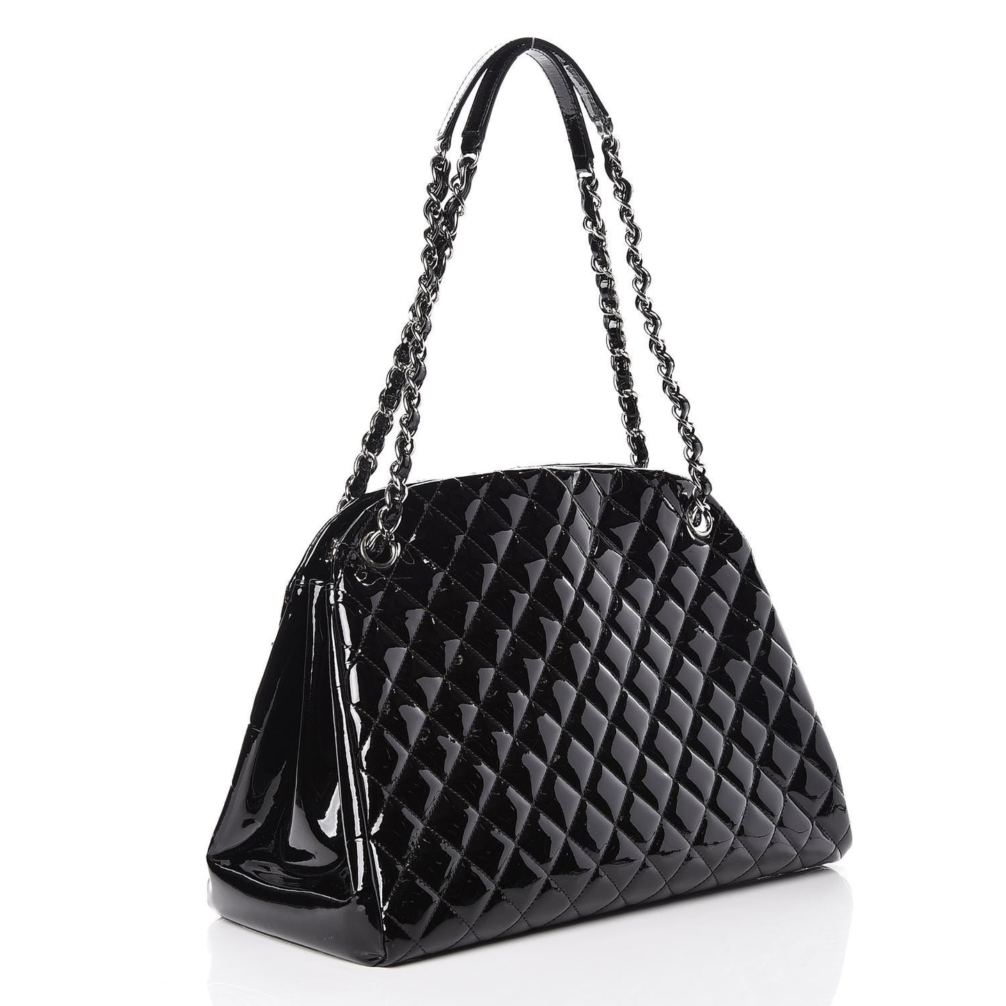 Patent Quilted Large Just Mademoiselle Bowling Bag Black