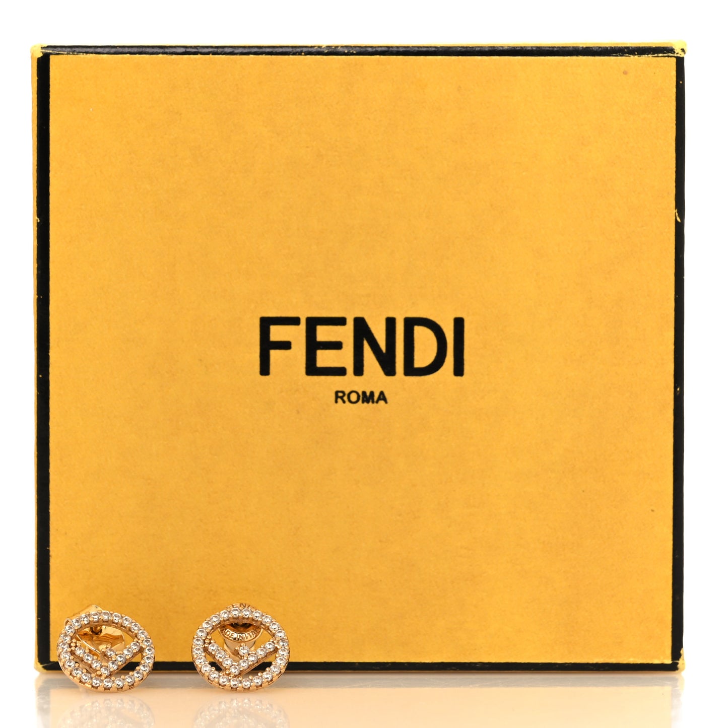 FF Crystal Round Earrings Gold