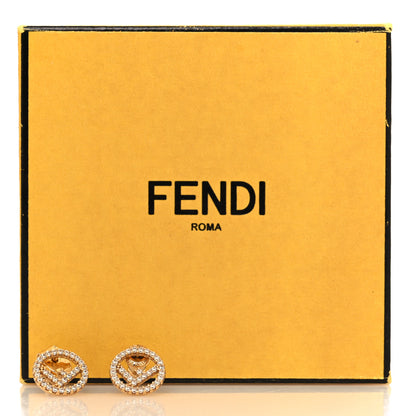 Fendi FF Crystal Round Earrings Gold 5 of 5