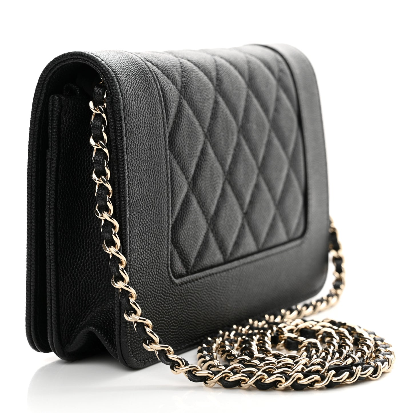 Caviar Quilted Vintage Mademoiselle Wallet On Chain WOC Black