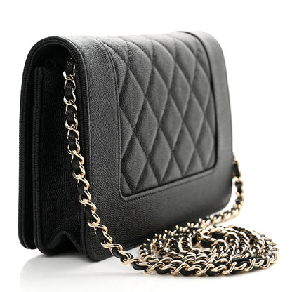 Chanel Caviar Quilted Vintage Mademoiselle Wallet On Chain WOC Black 3 of 14