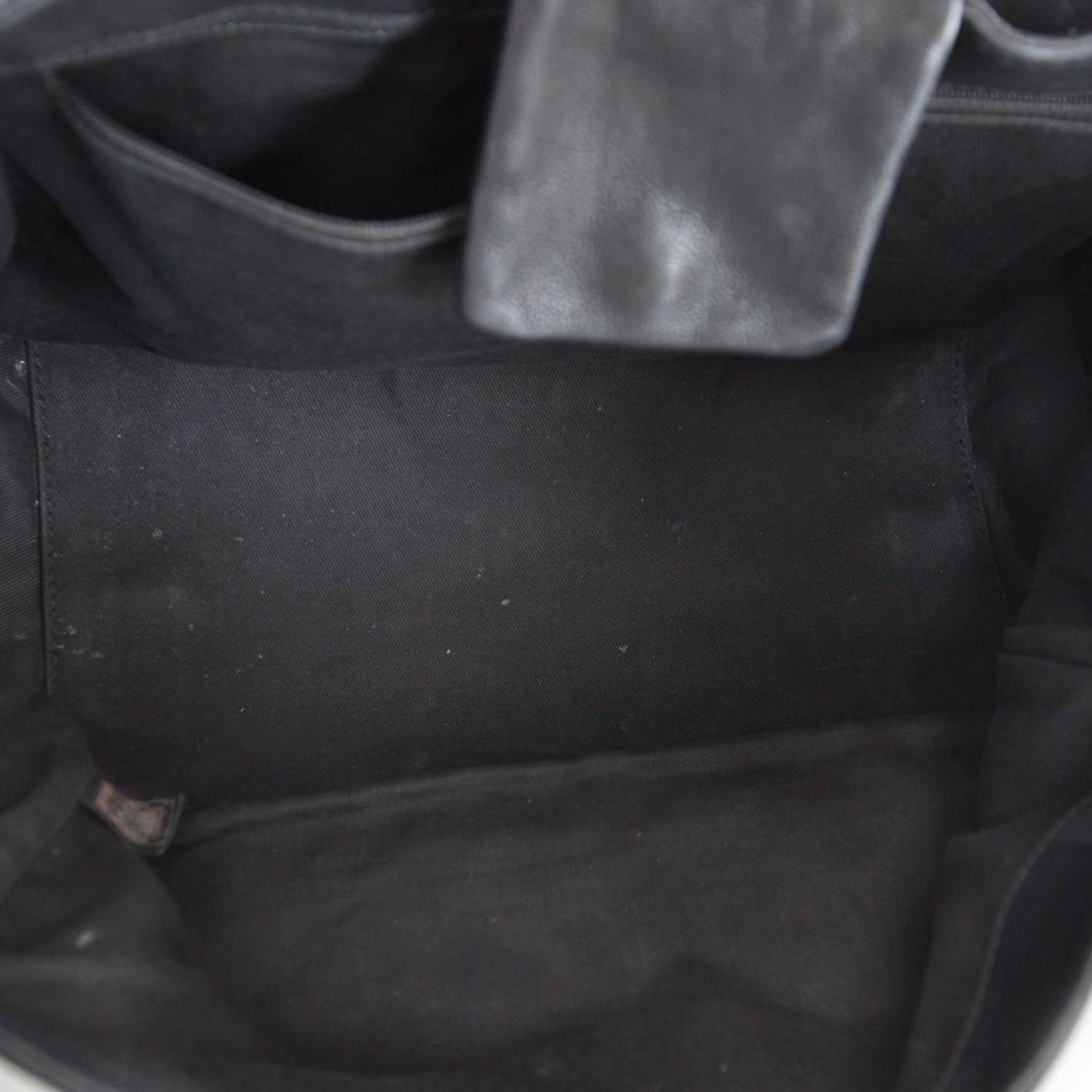Leather Diamond Stitch Flap Black