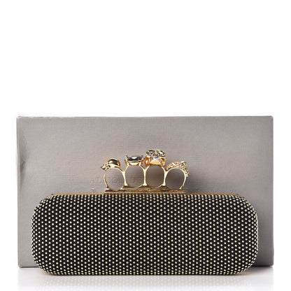 Alexander McQueen Suede Studded Skull Knuckle Box Clutch Black 11 of 11