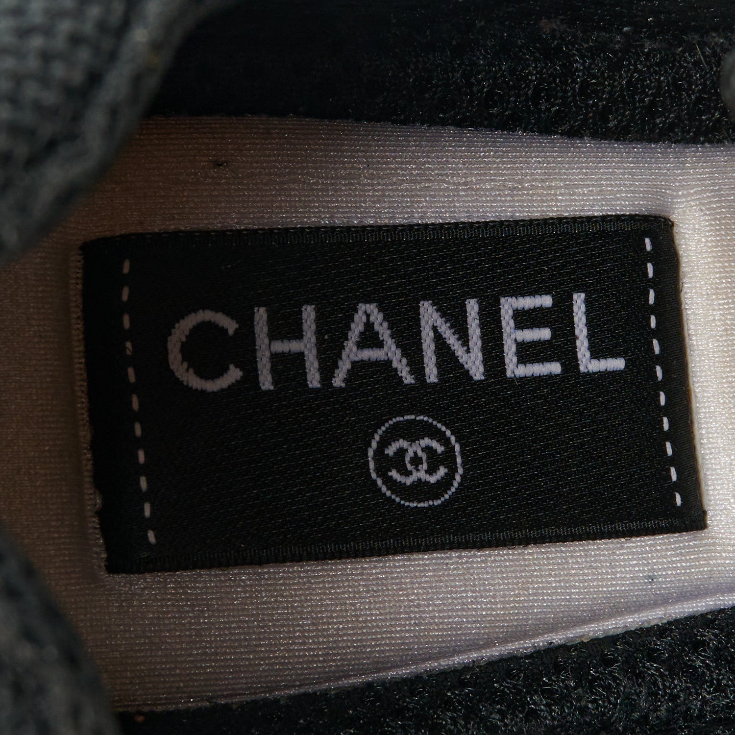 Chanel Mesh Suede Calfskin Grained Calfskin Womens CC Sneakers 37 White Black Beige Gold 8 of 9
