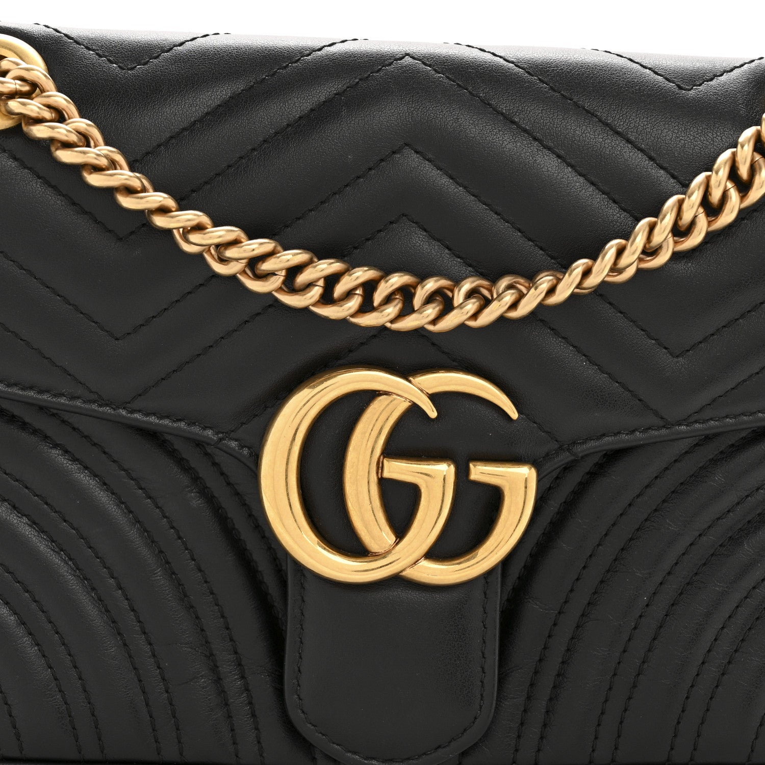 Gucci Calfskin Matelasse Small GG Marmont Shoulder Bag Black 8 of 12