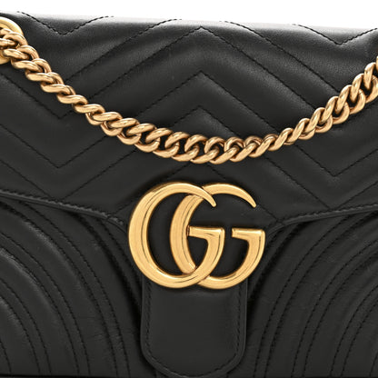 Gucci Calfskin Matelasse Small GG Marmont Shoulder Bag Black 8 of 12