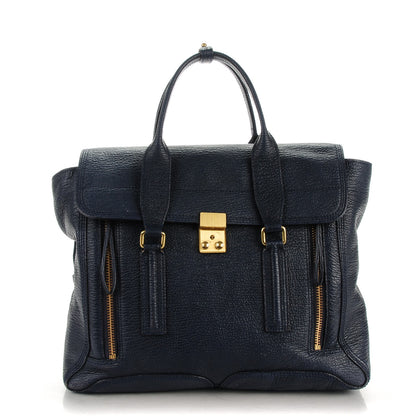 3.1 Phillip Lim 3.1 Textured Calfskin Large Pashli Satchel Ink 1 of 7