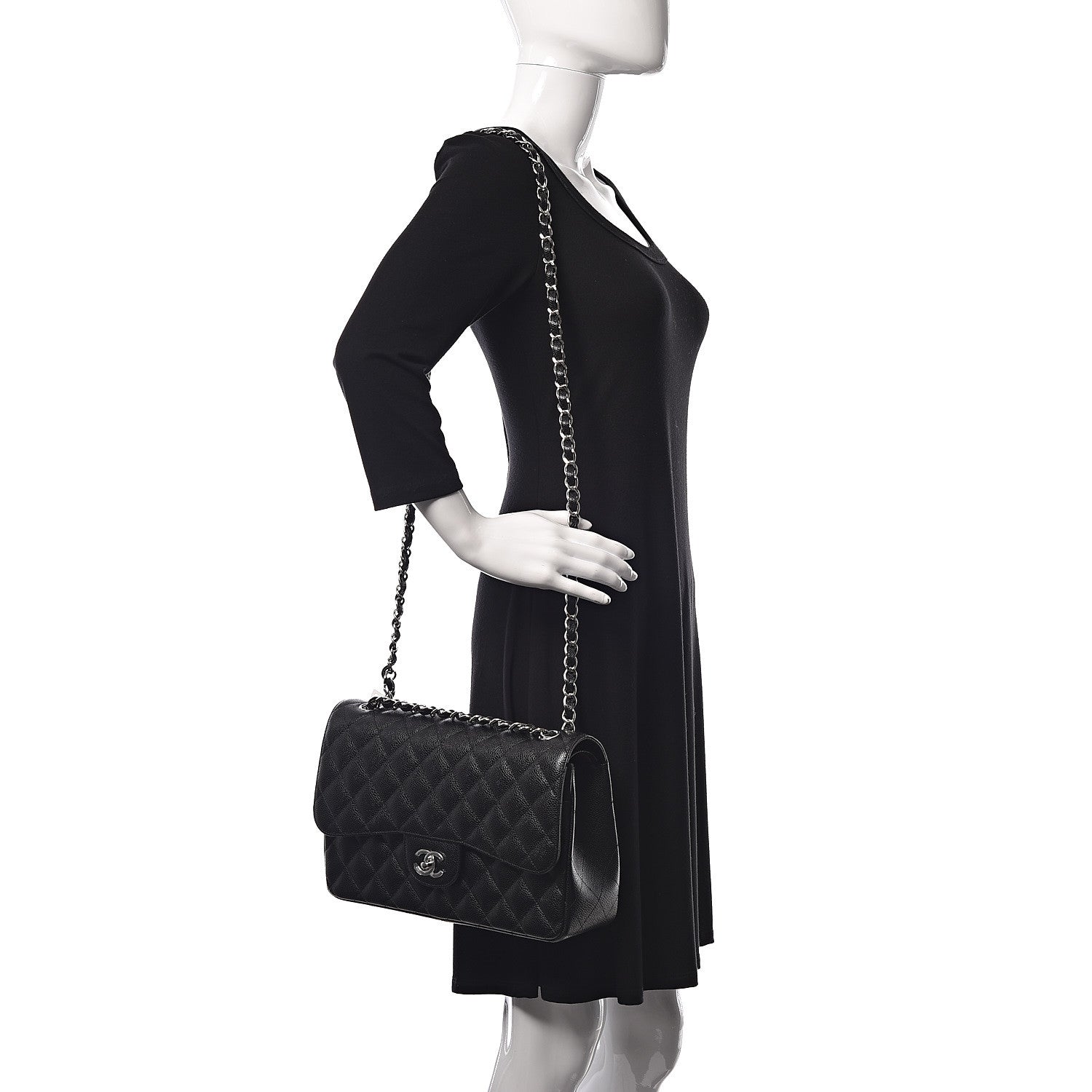 Chanel Caviar Quilted Jumbo Double Flap Black 2 of 11