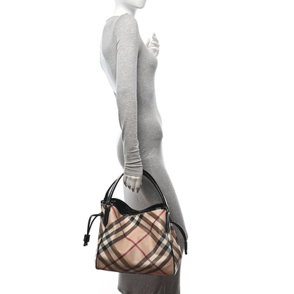 Burberry Patent Nova Check Small Bilmore Tote Black 2 of 9