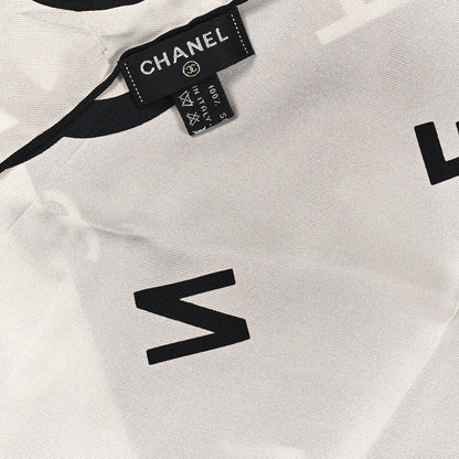 Chanel Silk CC Logo Scarf White Black White White Black White 3 of 3