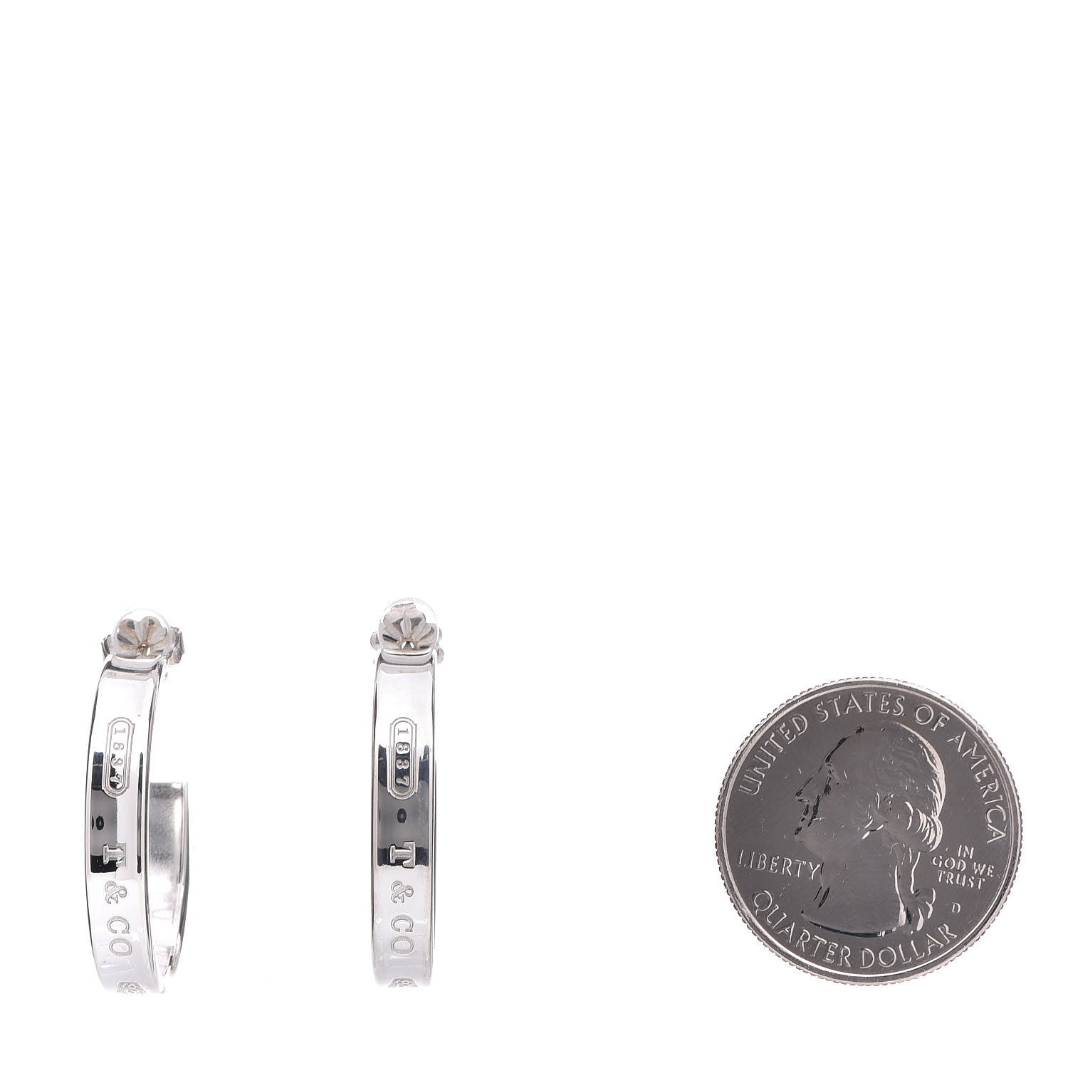 Tiffany Sterling Silver 1837 Small Narrow Hoop Earrings 2 of 4