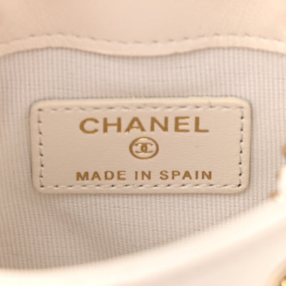 Chanel Lambskin Quilted Tiny Shopping Clutch With Chain White 6 of 9