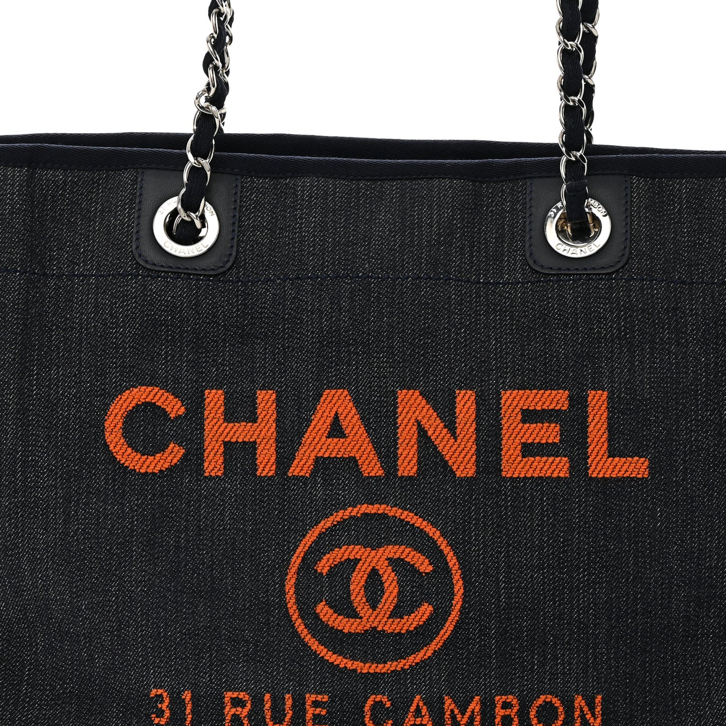 Denim Small Deauville Tote Blue Orange