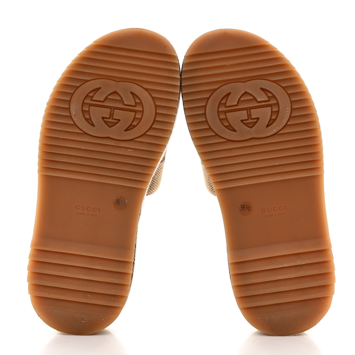 Gucci Monogram Maxi GG Angelina Platform 55mm Slide Sandals 36.5 Camel Ebony 5 of 9
