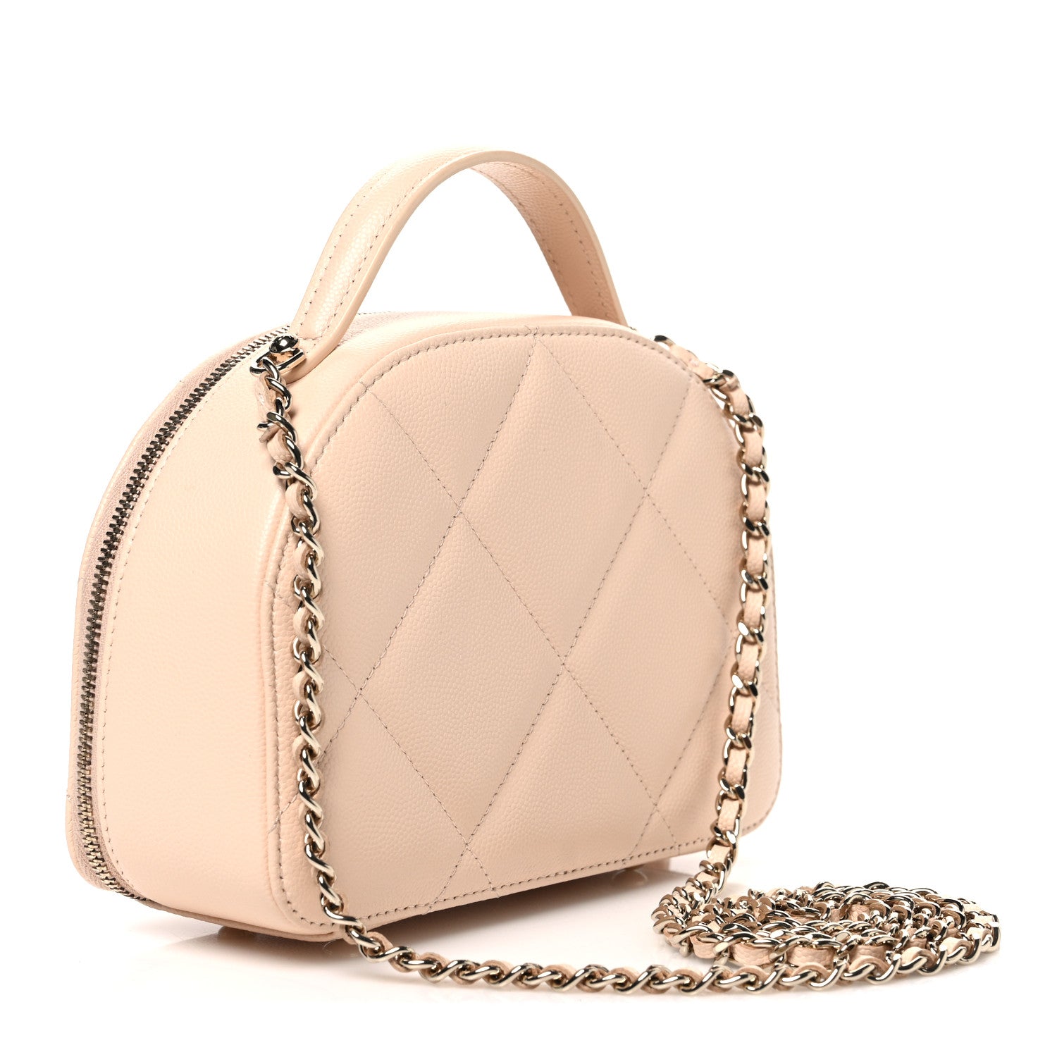 Chanel Grained Calfskin Quilted Top Handle Chain Clutch Beige 3 of 11
