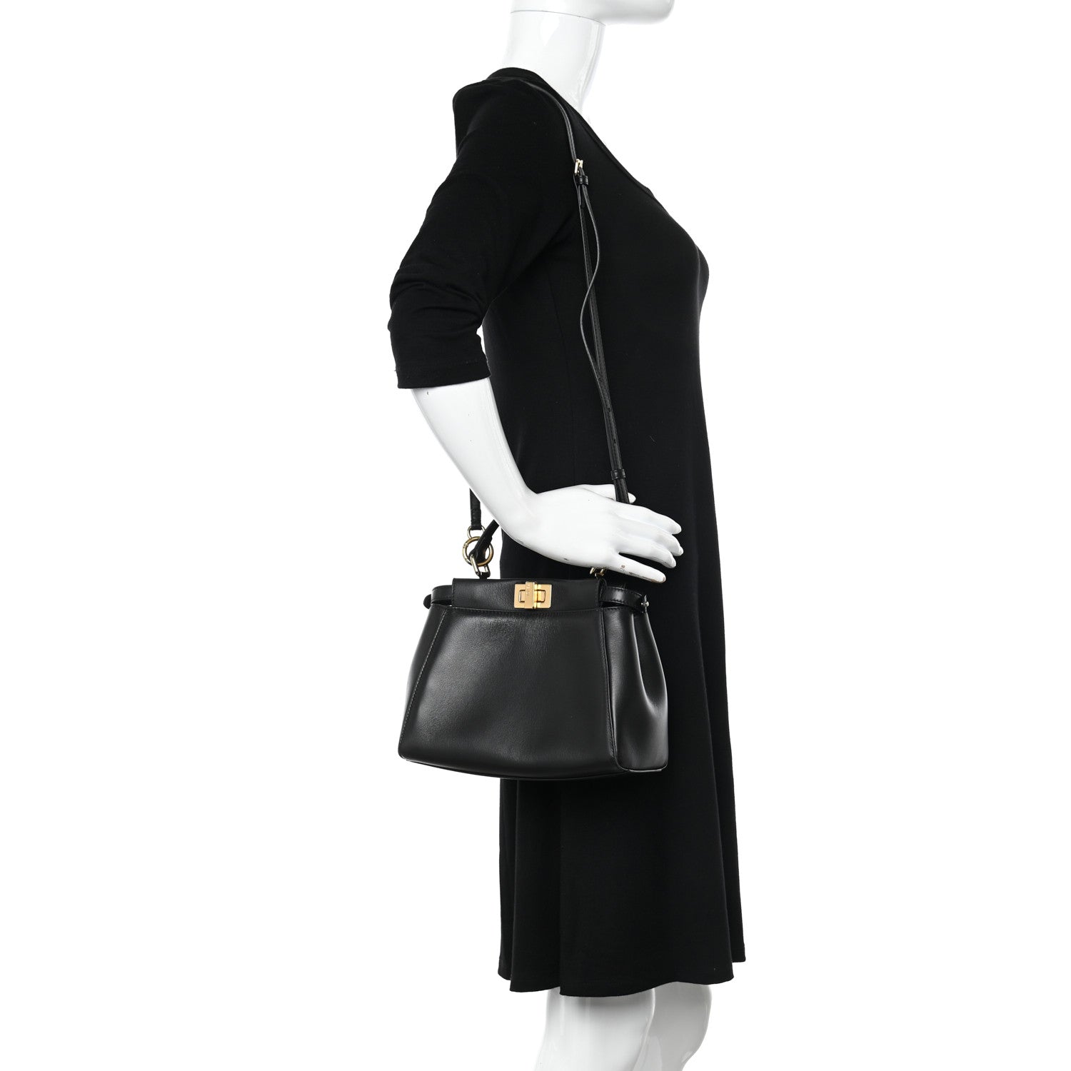 Fendi Nappa Mini Peekaboo Iconic Satchel Black 2 of 10