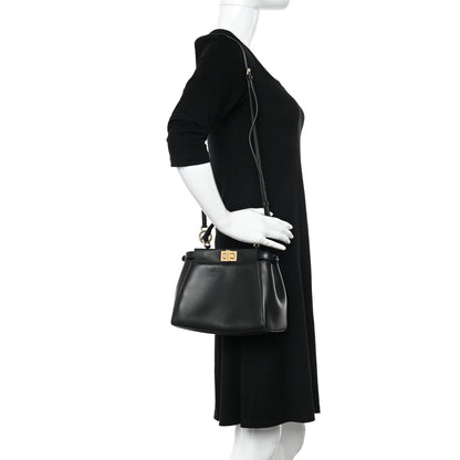 Fendi Nappa Mini Peekaboo Iconic Satchel Black 2 of 10