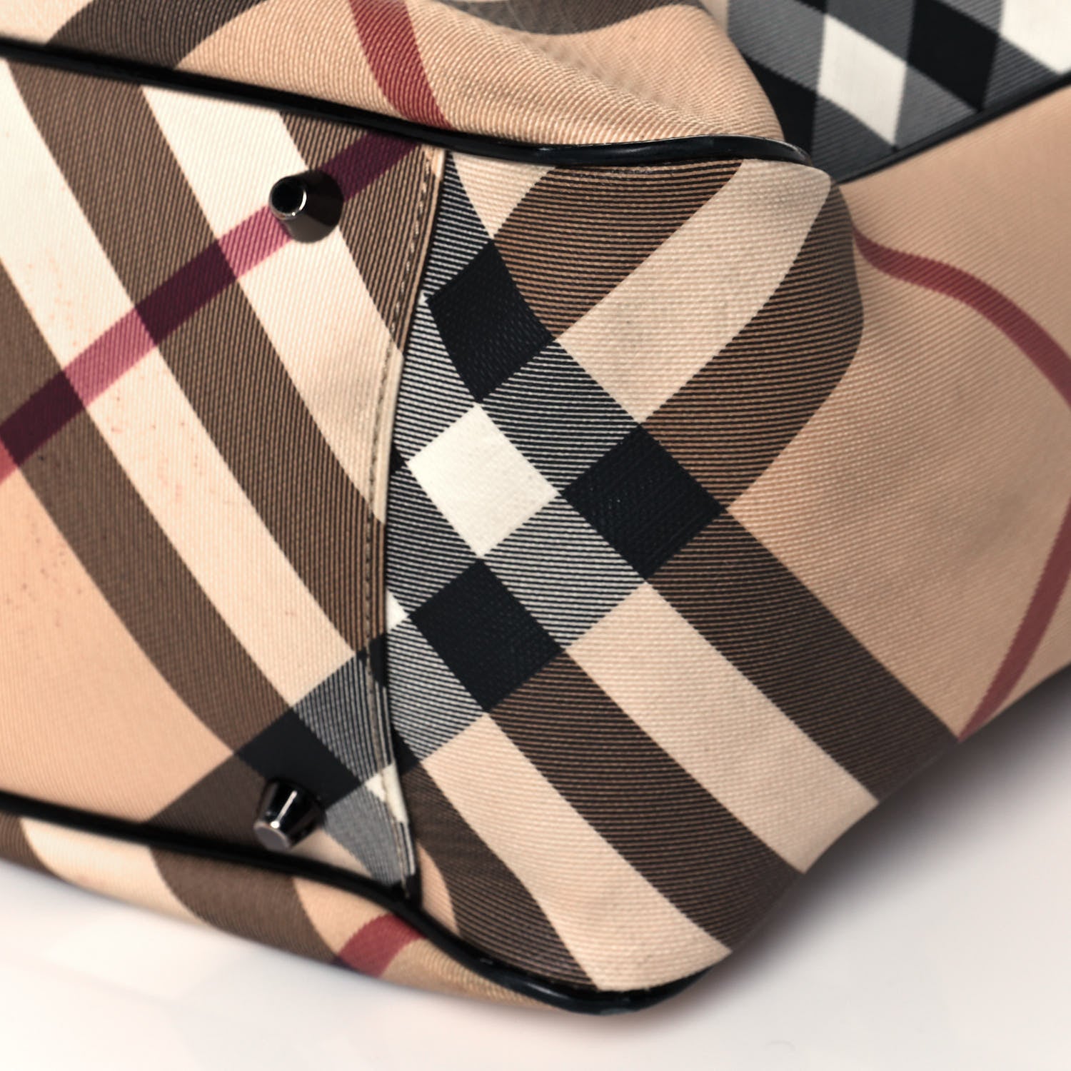 Burberry Patent Trim Nova Check Tote Black 9 of 10