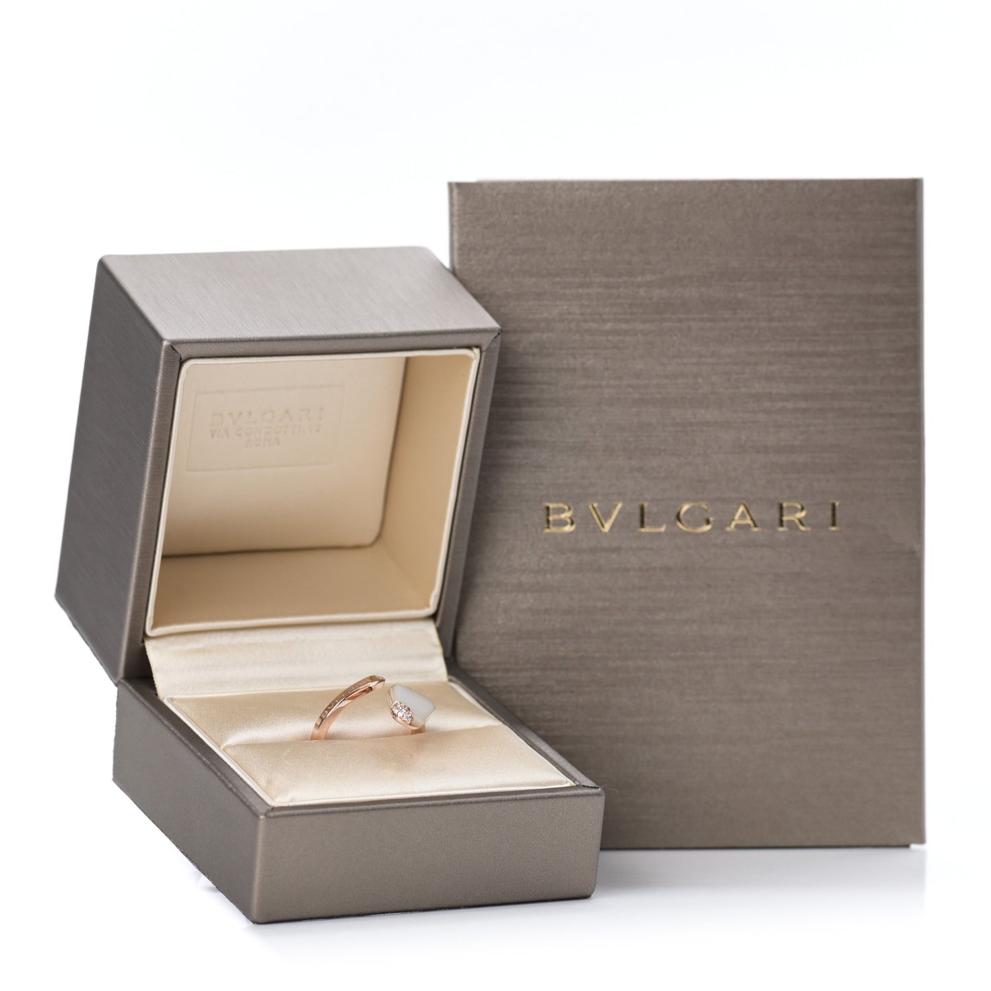18K Rose Gold Diamond Mother of Pearl Gelati Ring 51 5.75