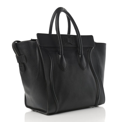 Celine Drummed Calfskin Mini Luggage Black 3 of 10