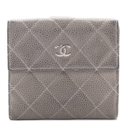 Chanel Iridescent Caviar Quilted Compact French Flap Wallet Grey 1 of 16