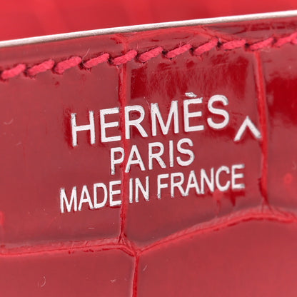 Hermes Shiny Porosus Crocodile Birkin 35 Rouge Casaque 6 of 11