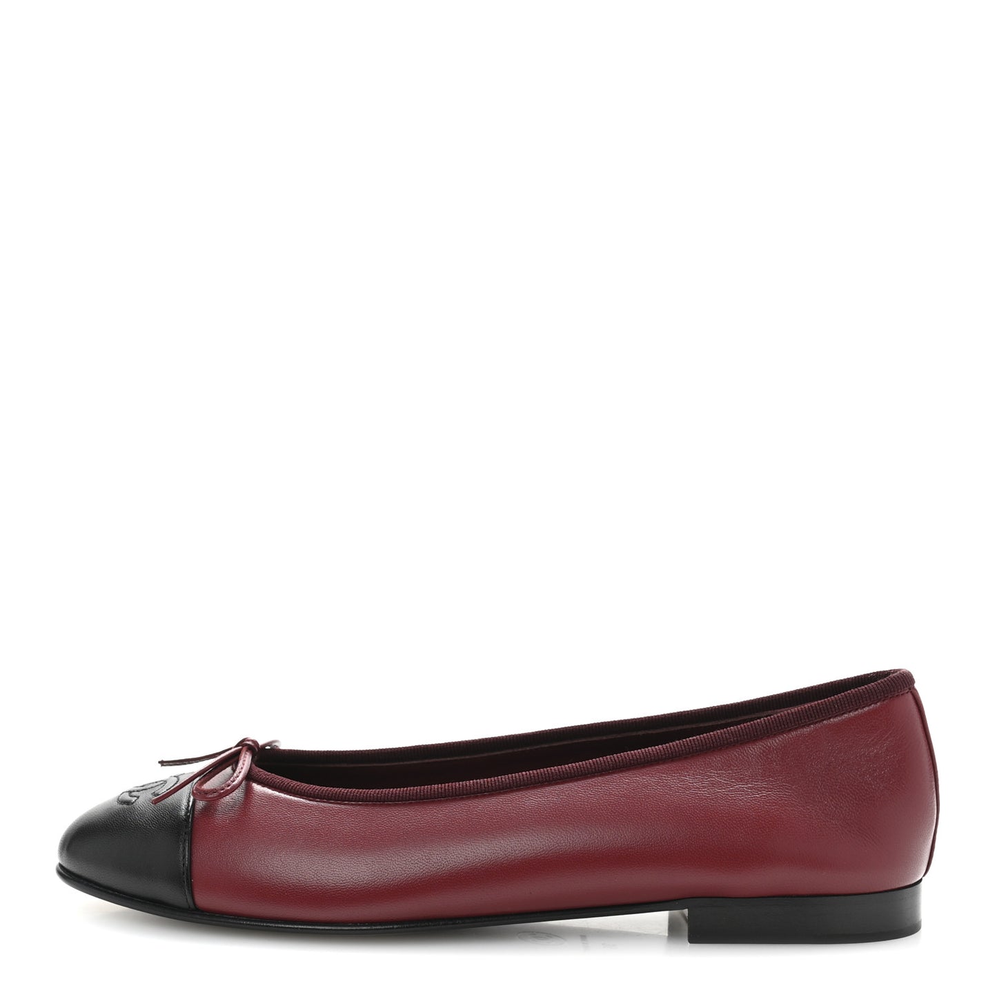 Lambskin Cap Toe CC Ballerina Flats 39 Burgundy Black