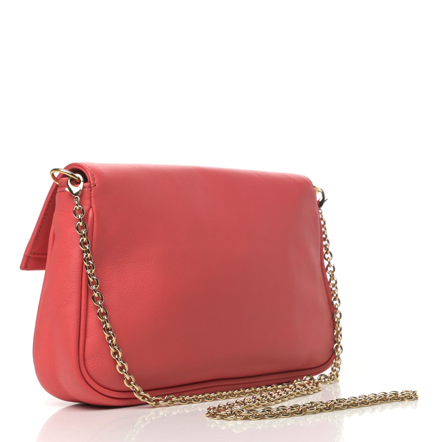 Vitello Flamingo Enamel Fendista Pouchette Crossbody Rosa Exstasy