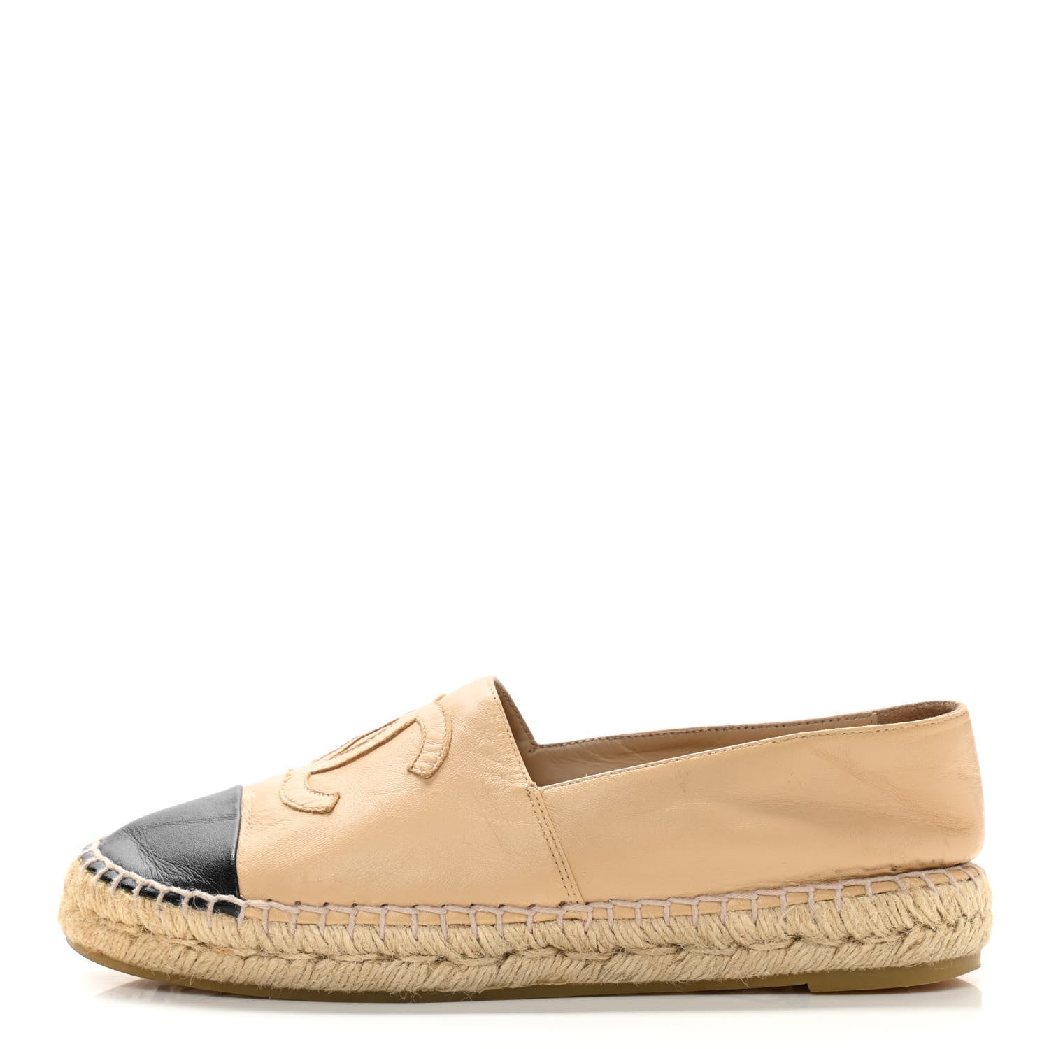 Chanel Lambskin CC Espadrilles 38 Beige Black 1 of 15