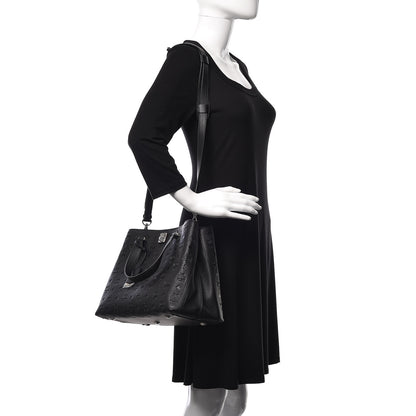 MCM Calfskin Ottomar Monogram Large Essential Tote Black 3 of 10