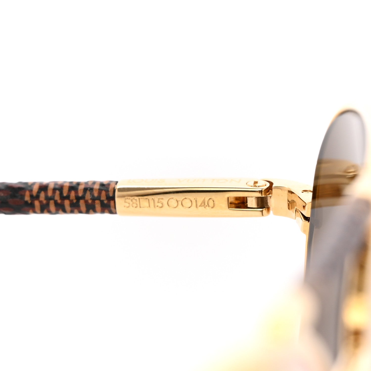 Louis Vuitton Damier Ebene Conspiration Pilote Aviator Sunglasses Z0790U Gold 5 of 7