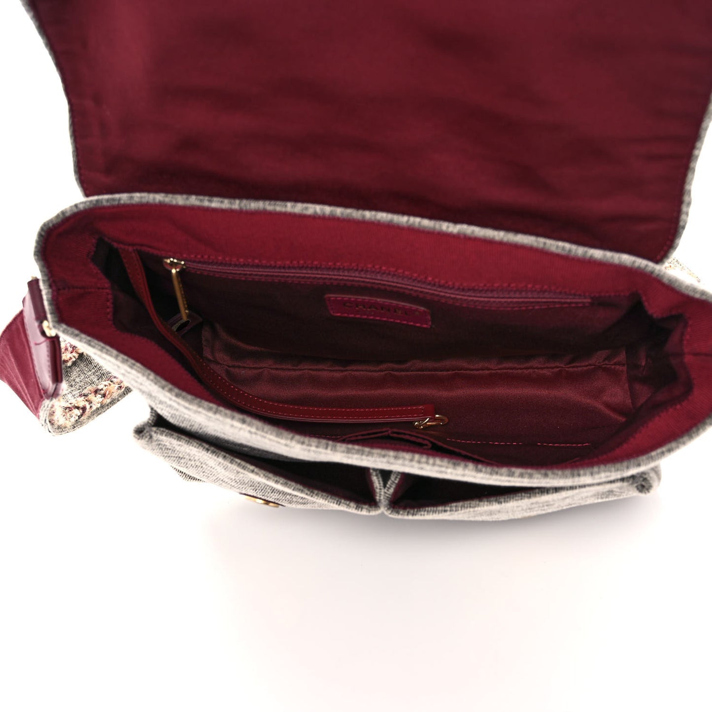 Wool Velvet Quilted Parisian Stroll Messenger Grey