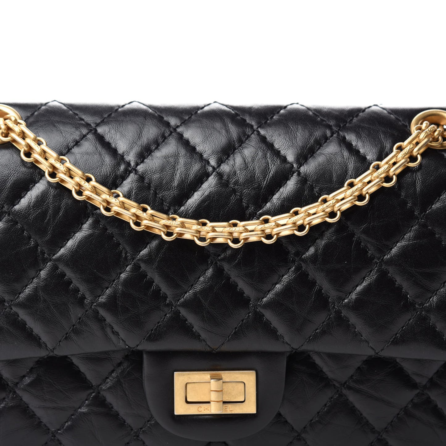 Aged Calfskin Quilted 2.55 Reissue 225 Flap Black
