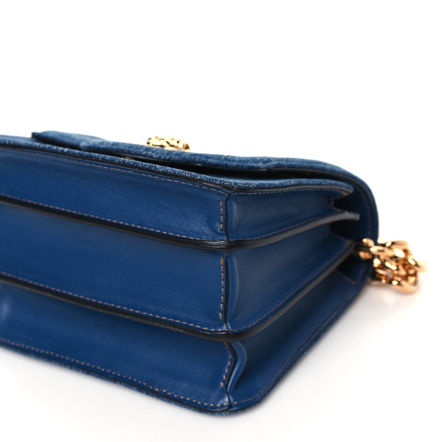 Denim La Medusa Chain Shoulder Bag Navy Blue