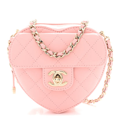 Chanel Lambskin Quilted CC In Love Heart Clutch With Chain Light Pink 1 of 11