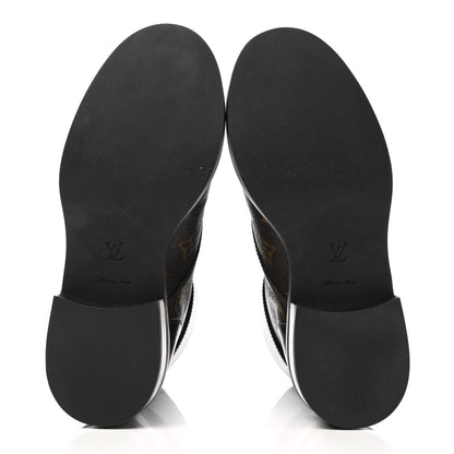 Louis Vuitton Calfskin Monogram Wonderland Flat Ranger Boots 35 Black 5 of 9