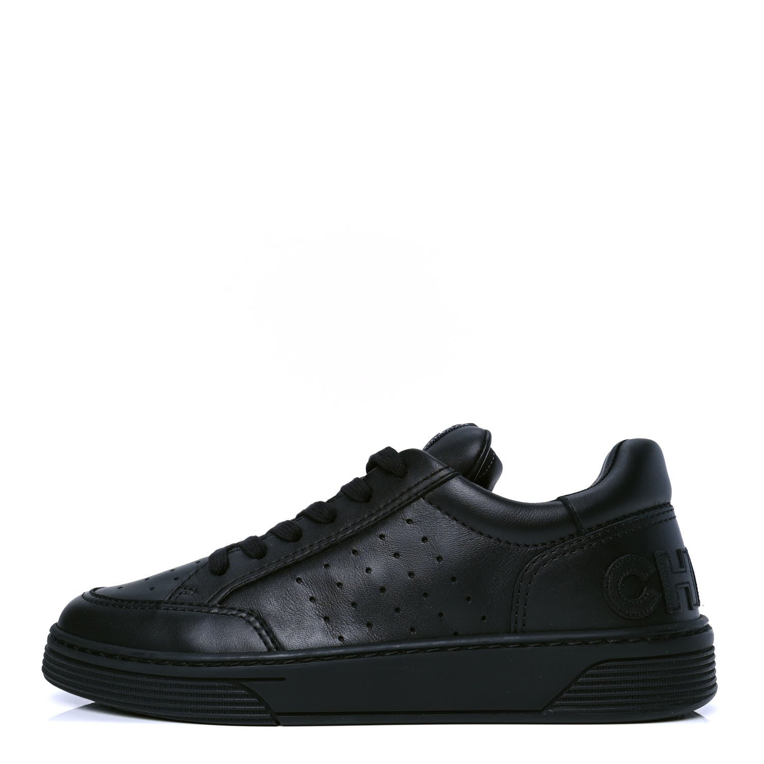 Chanel Calfskin Womens Logo Sneakers 39.5 Black 1 of 4