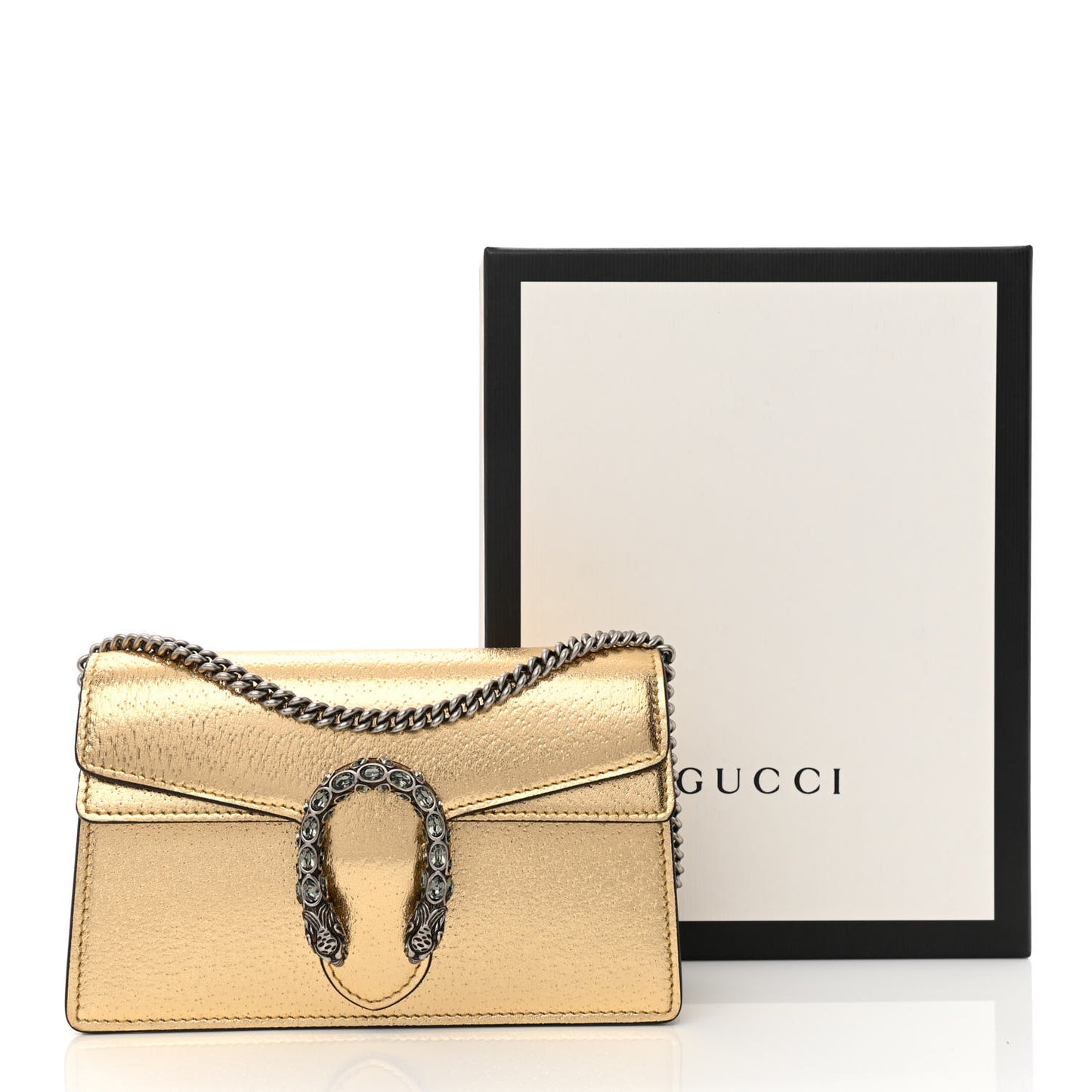Metallic Calfskin Super Mini Dionysus Shoulder Bag Gold