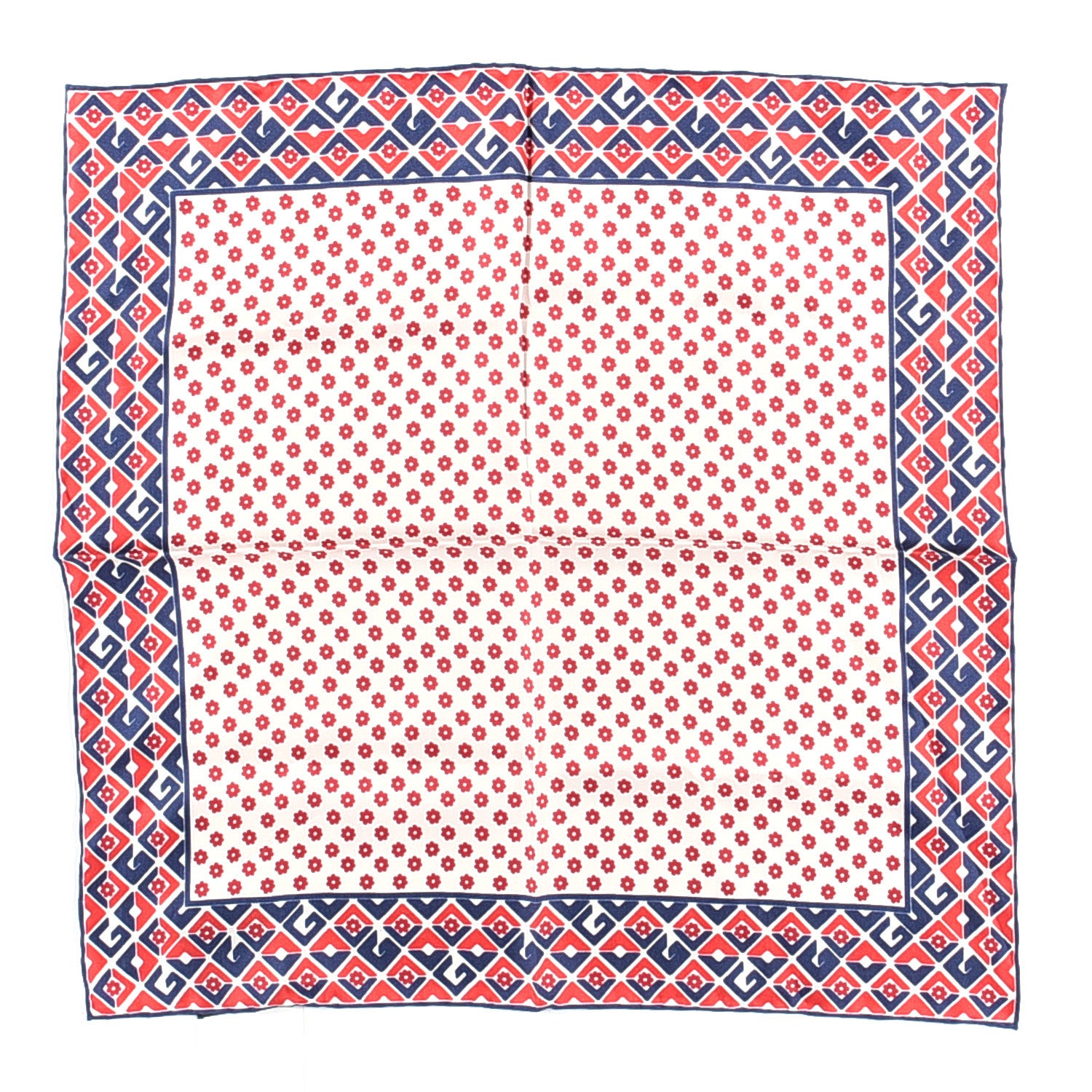 Gucci Silk Twill Plainmetric Square Scarf Ivory Blue 1 of 3