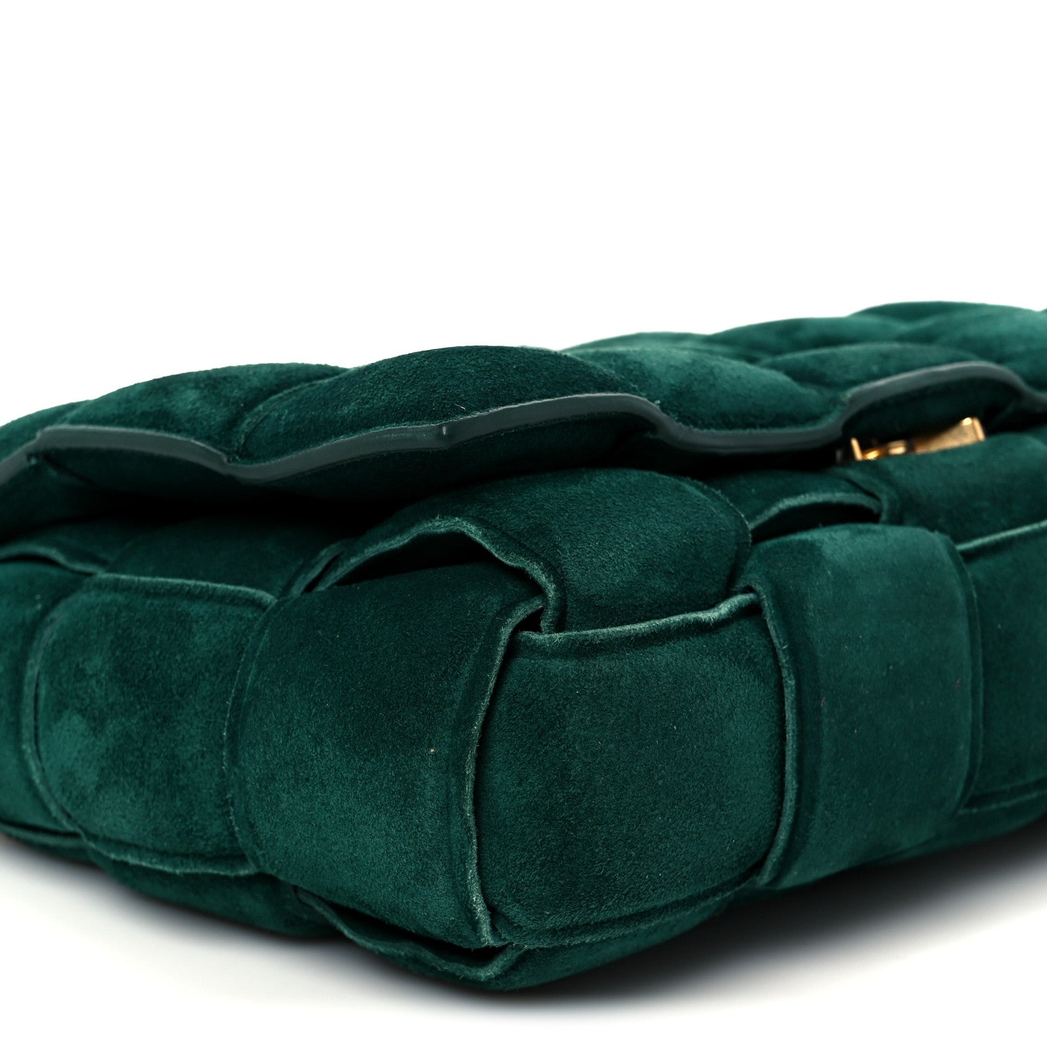 Bottega Veneta Suede Maxi Intrecciato Padded Chain Cassette Crossbody Bag Emerald Green 11 of 12