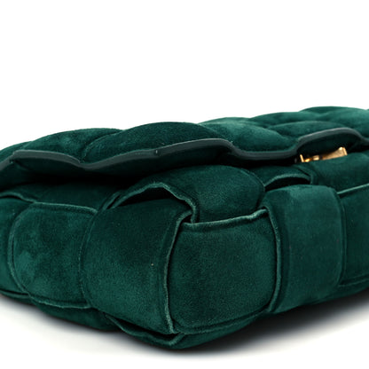 Bottega Veneta Suede Maxi Intrecciato Padded Chain Cassette Crossbody Bag Emerald Green 11 of 12
