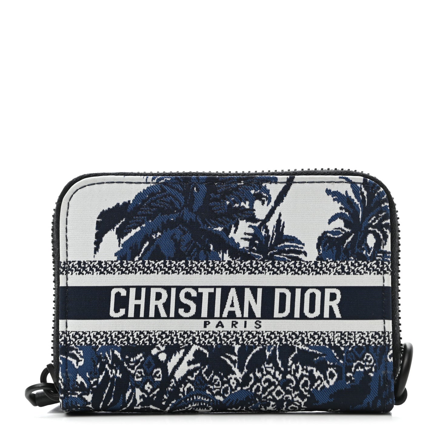 Technical Fabric Embroidered Toile De Jouy DiorTravel Detachable Card Holder Blue