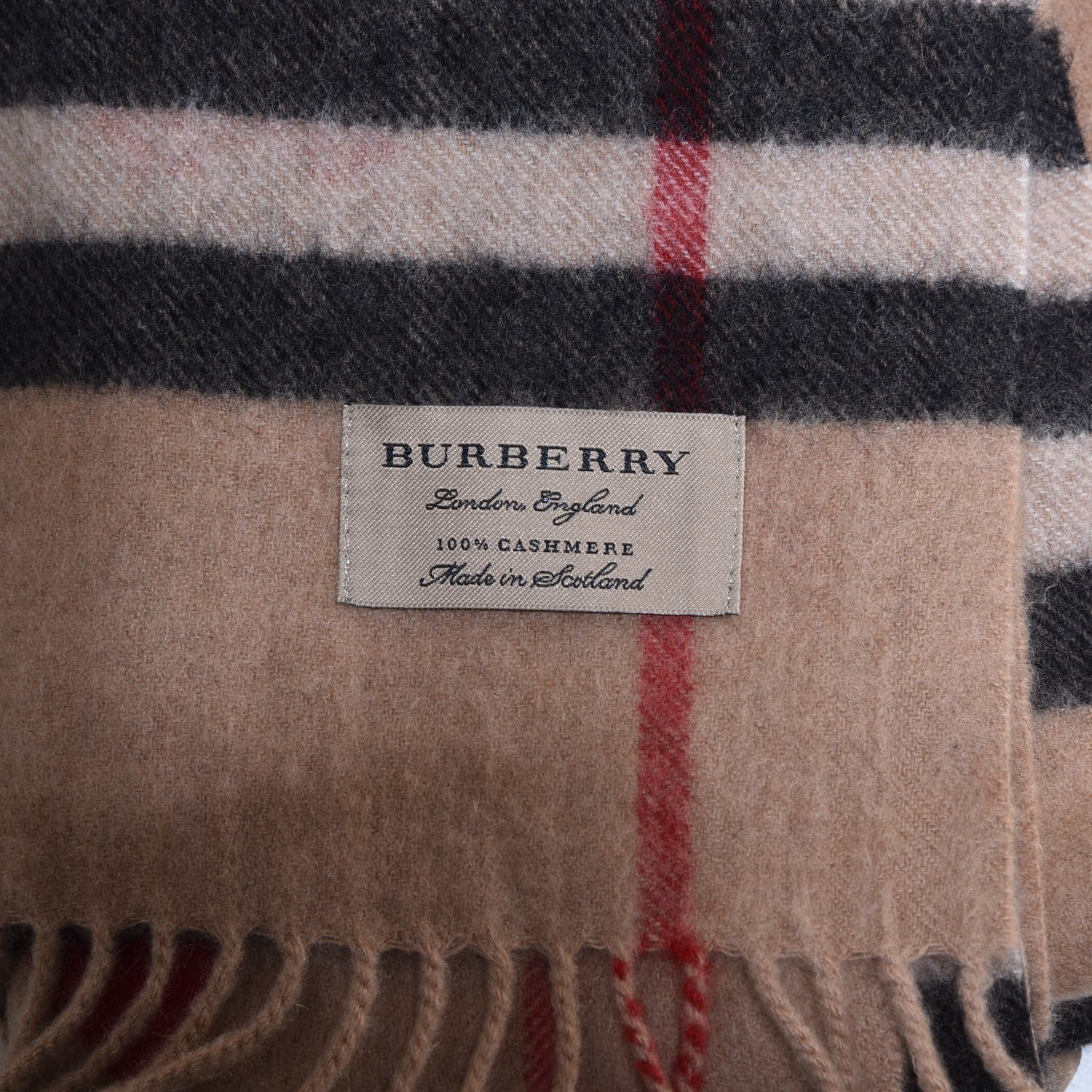 Burberry Cashmere Giant Heart Fringe Scarf Camel 4 of 4