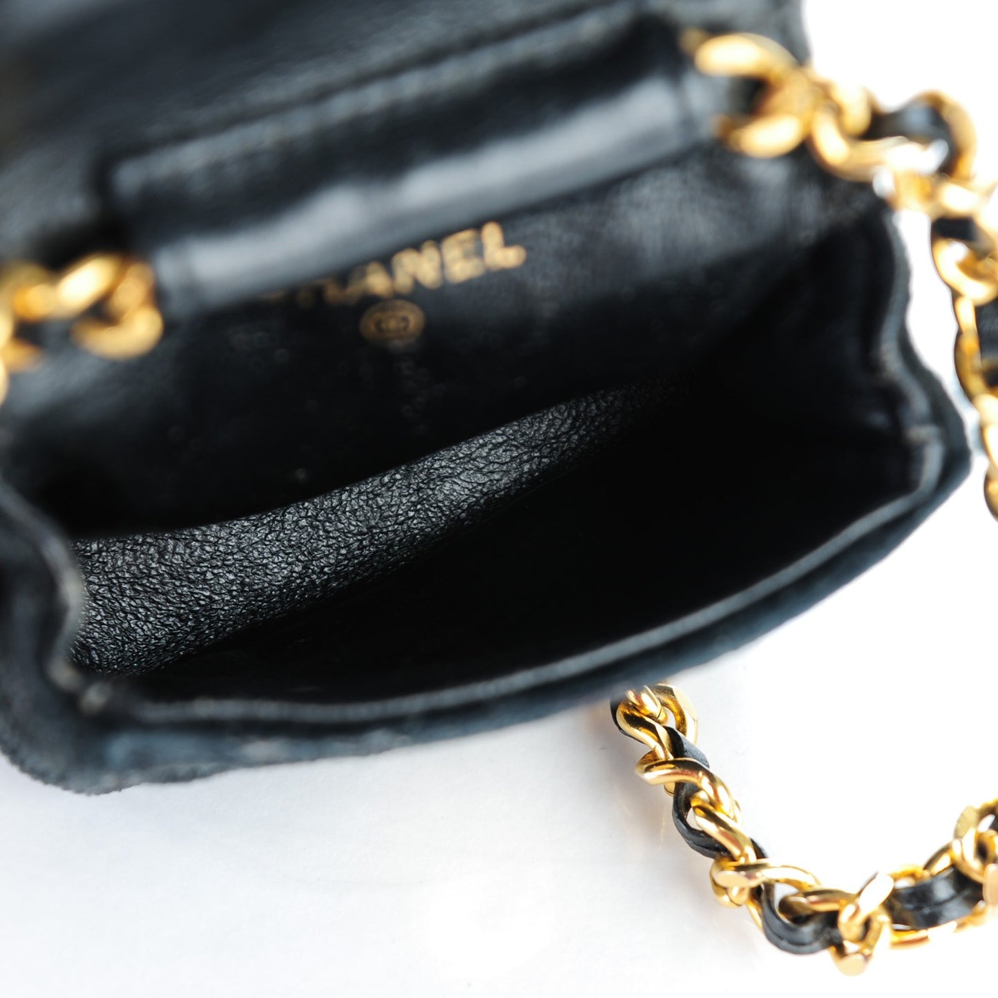 Velvet Quilted Micro Mini Flap Black