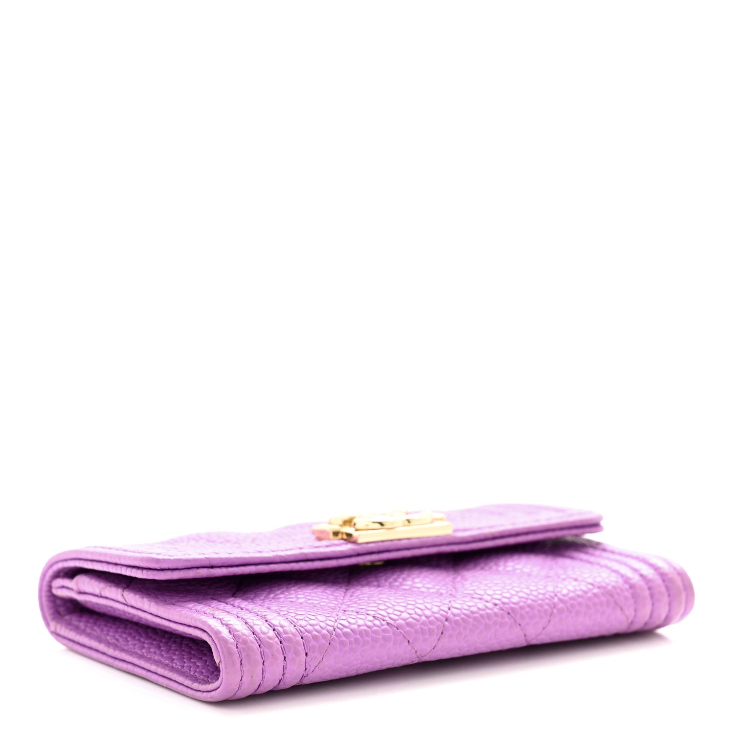 Caviar Quilted Boy Flap Card Holder Purple