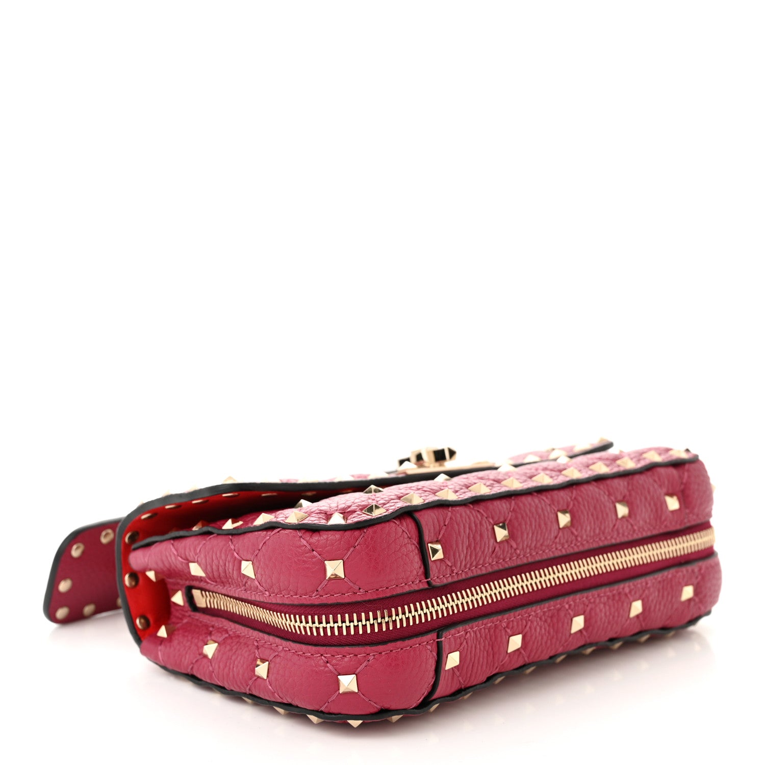 Valentino Garavani Grained Calfskin Small Rockstud Spike Shoulder Bag Berry Pink 4 of 9