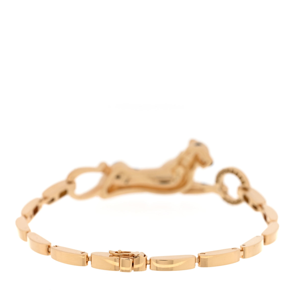18K Yellow Gold Diamond Tsavorite Black Lacquer .26ctw Panthere De Cartier Chain Bracelet